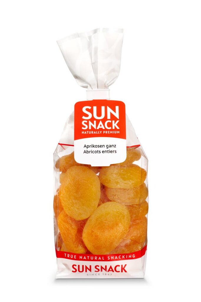 SUN SNACK abricots entiers dénoyautés sach 275 g