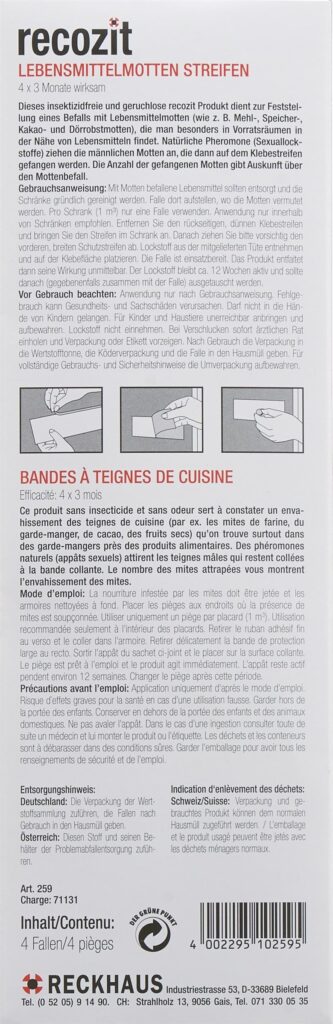 RECOZIT bandes à teignes de cuisine 4 pce