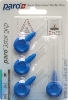 PARO 3star-grip 3.5mm x-fin bleu cylin 4 pce