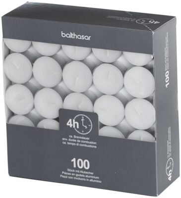 BALTHASAR bougie à chaffe-plat alu bla 4h 100 pce