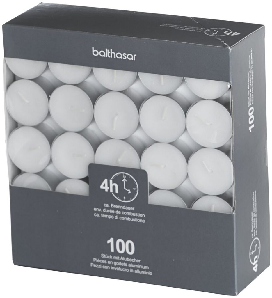 BALTHASAR bougie à chaffe-plat alu bla 4h 100 pce