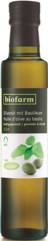 BIOFARM huile olive avec basilic bourgeon 250 ml