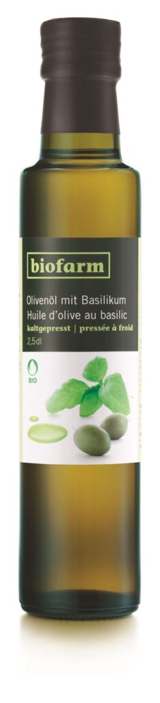 BIOFARM huile olive avec basilic bourgeon 250 ml