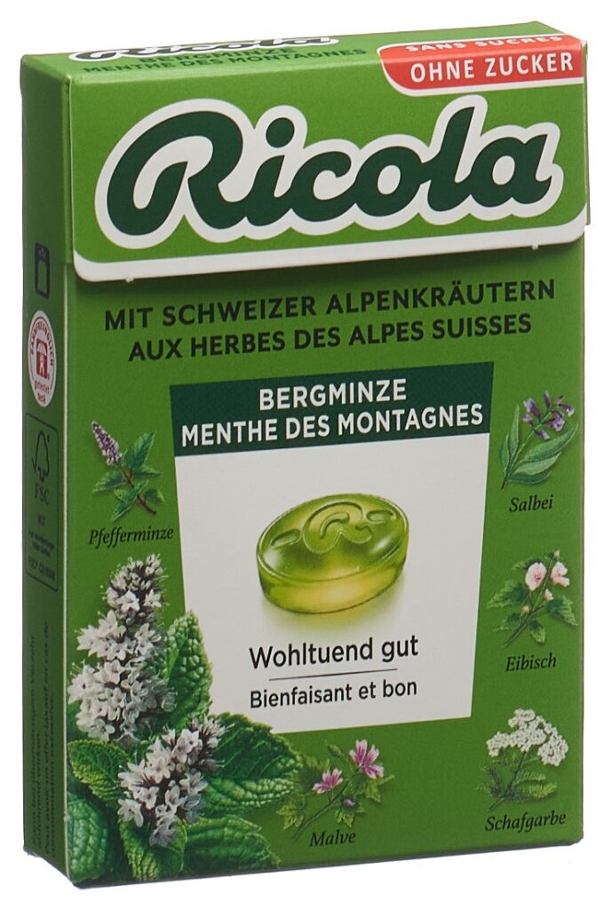RICOLA bonbons menthe montagnes ss as box 50 g