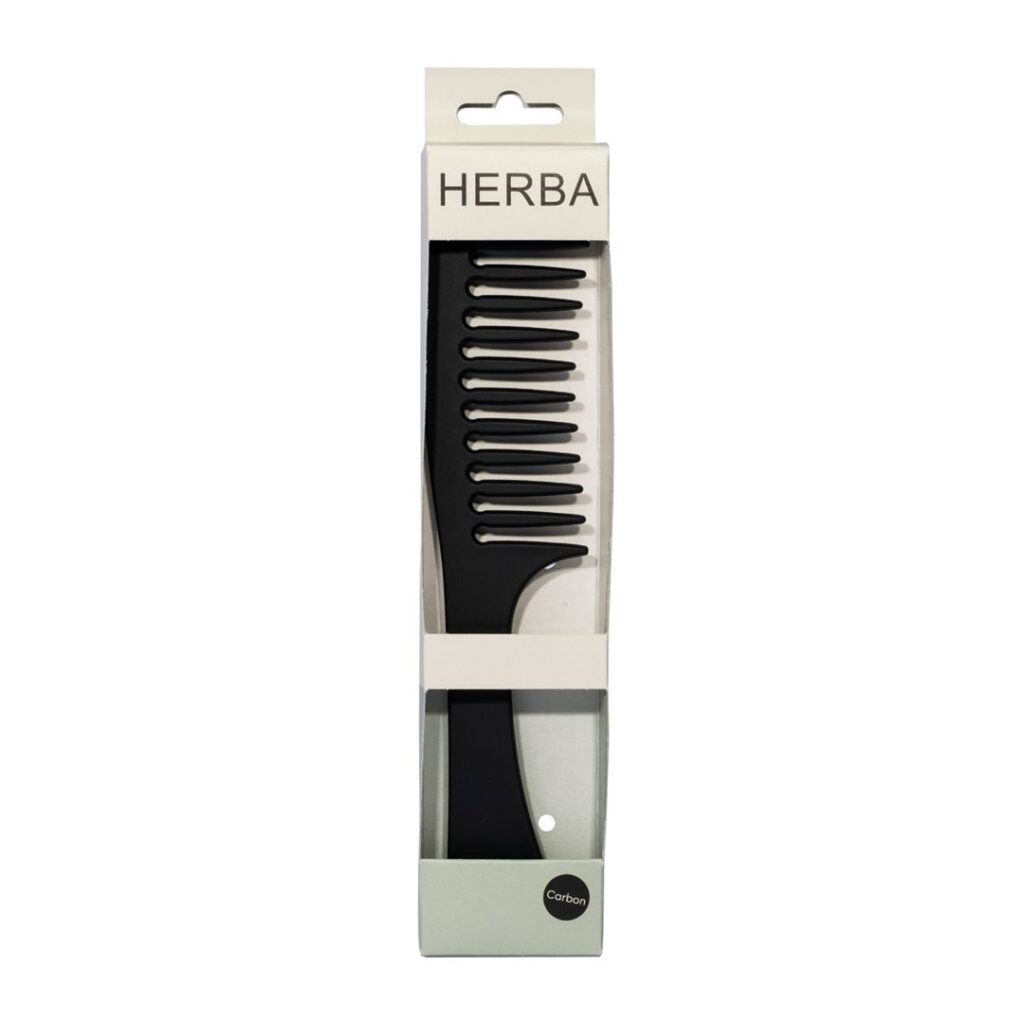 HERBA peigne à manche carbone noir