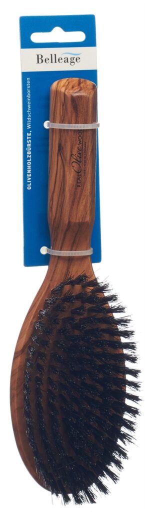 BELLEAGE brosse à cheveux bois olivier ovale