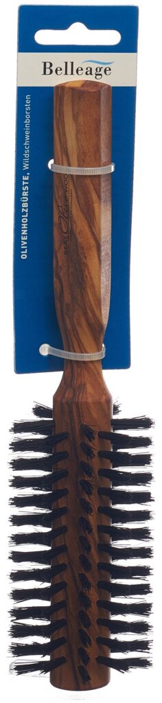BELLEAGE brosse à cheveux bois olivier ronde