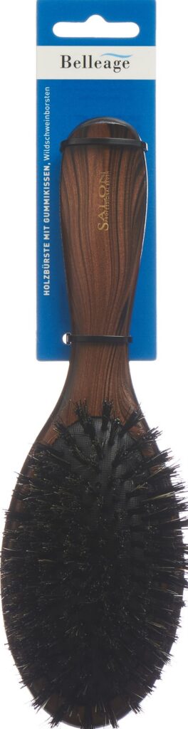 BELLEAGE brosse bois tête caoutc foncé ovale