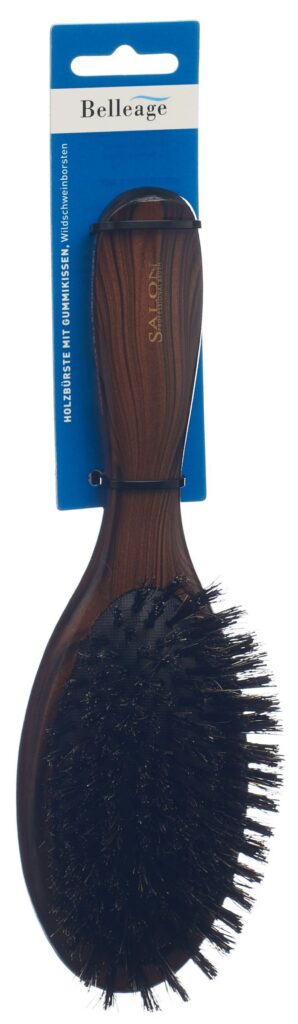 BELLEAGE brosse bois tête caoutc foncé ovale