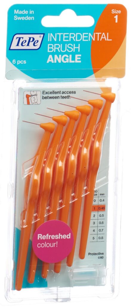 TEPE Angle brosse interdentaire 0.45mm oran 6 pce