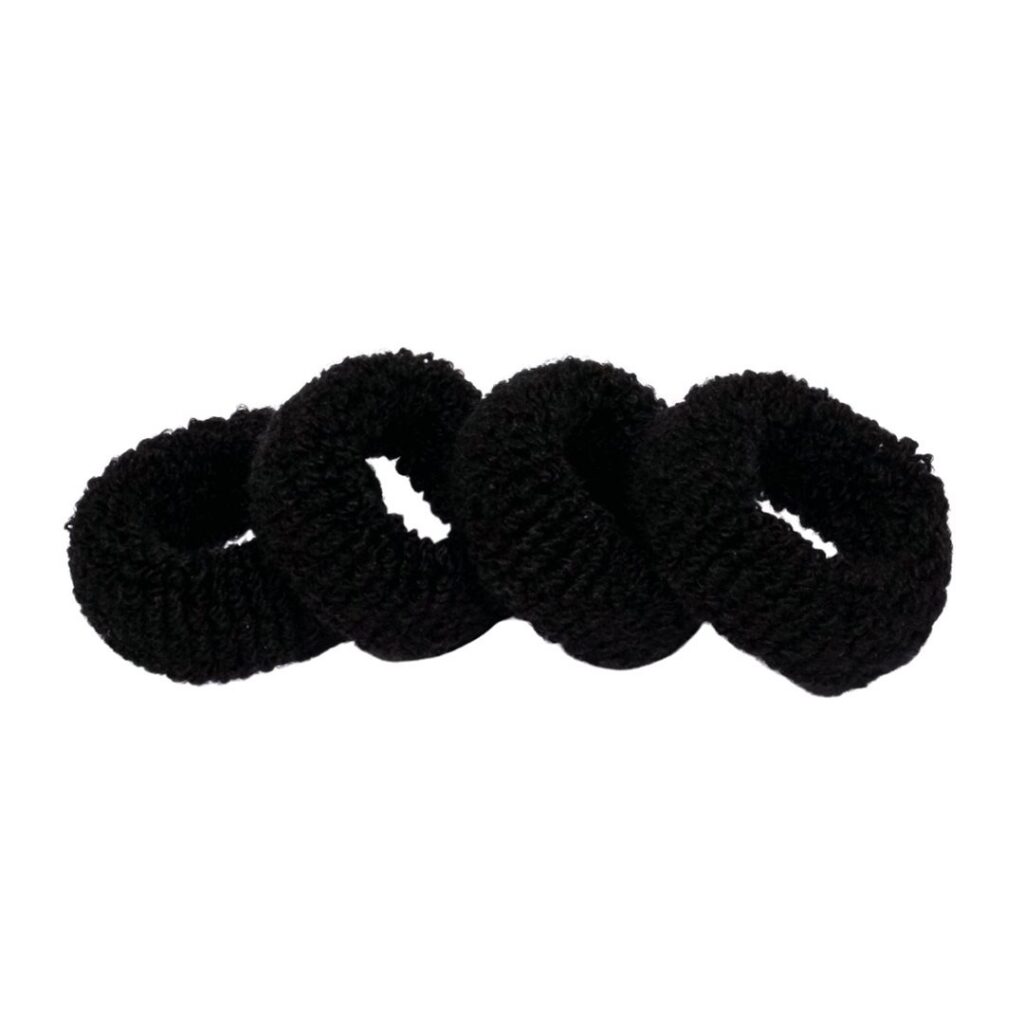 HERBA élastique cheveux 4cm frottée noir 4 pce