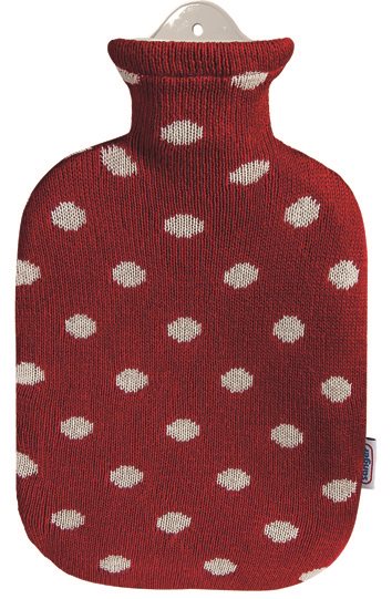 SÄNGER bouillotte 2l housse tricot rouge pois