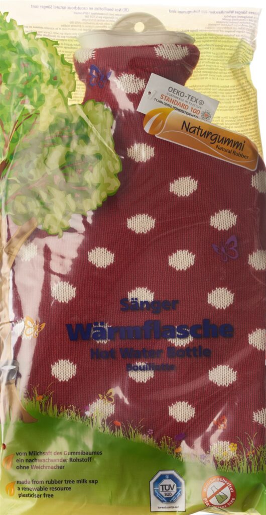 SÄNGER bouillotte 2l housse tricot rouge pois