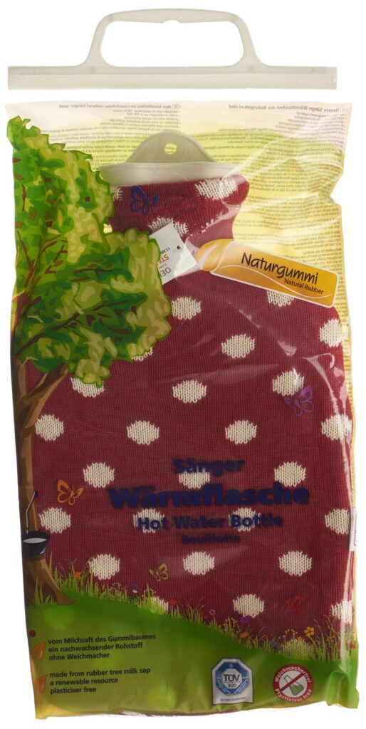SÄNGER bouillotte 2l housse tricot rouge pois