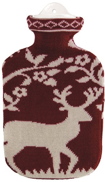 SÄNGER bouillotte 2l housse tricot rouge cerf