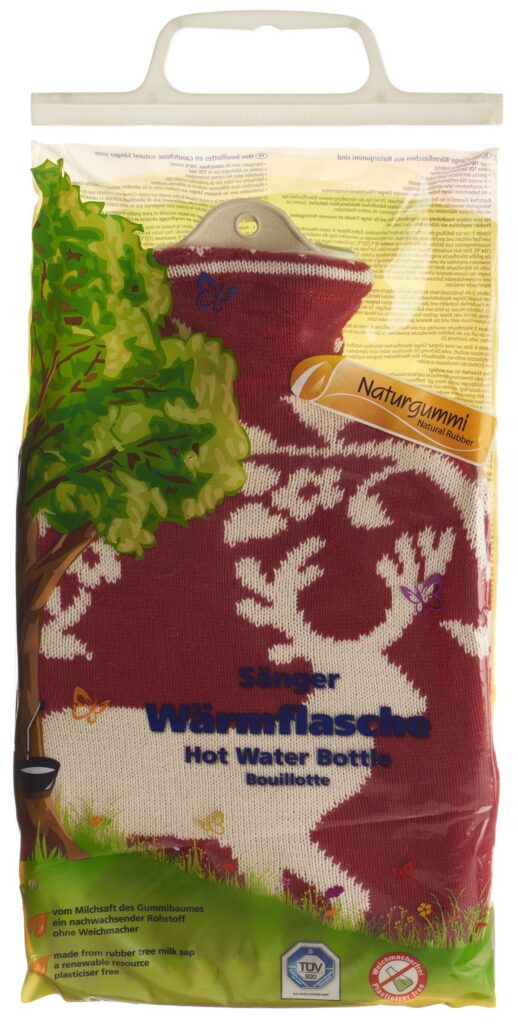 SÄNGER bouillotte 2l housse tricot rouge cerf