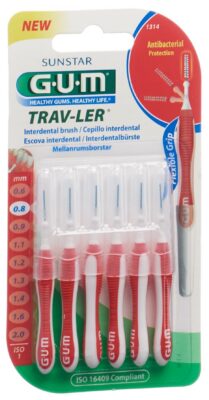 GUM Trav-Ler 0.8mm ISO1 cyl rouge 6 pce