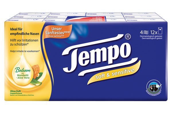 TEMPO mouchoirs soft&sensitive 12 x 9 pce