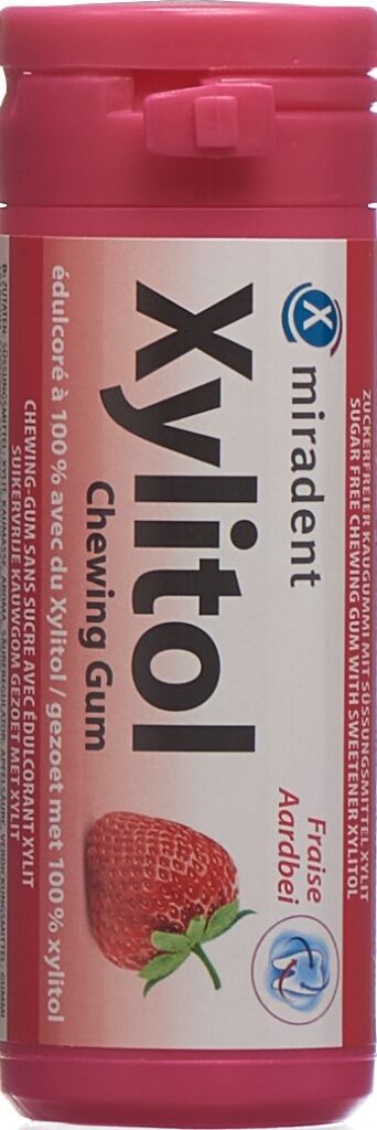 MIRADENT xylitol chewing gum kids fraise 30 pce