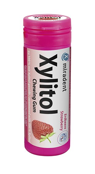 MIRADENT xylitol chewing gum kids fraise 30 pce
