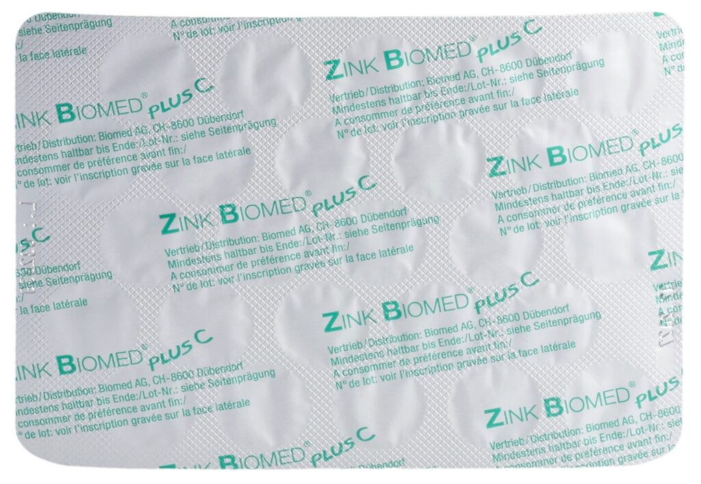 ZINK BIOMED plus C cpr sucer framboise 50 pce