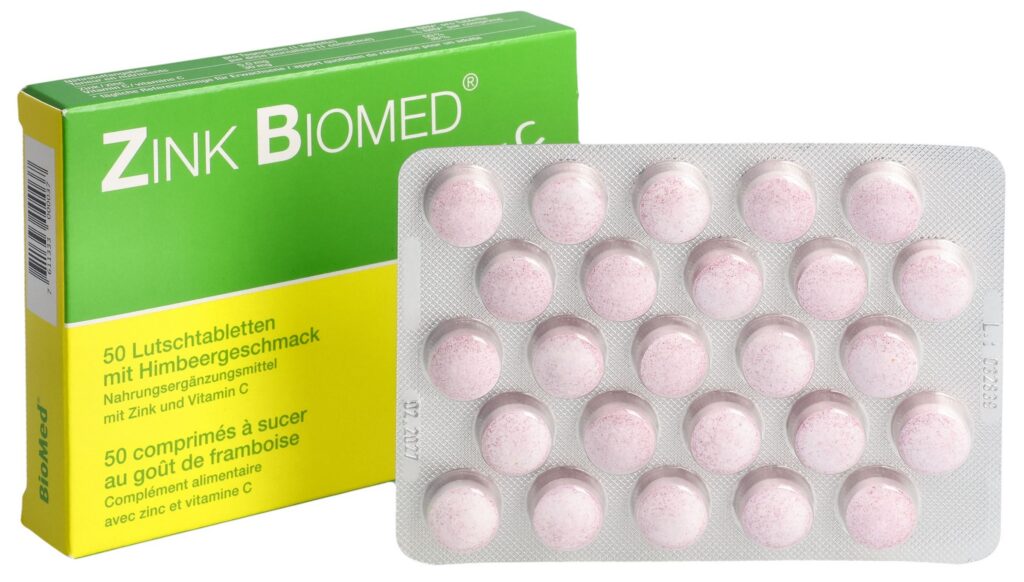 ZINK BIOMED plus C cpr sucer framboise 50 pce