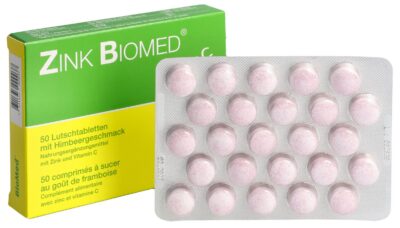 ZINK BIOMED plus C cpr sucer framboise 50 pce