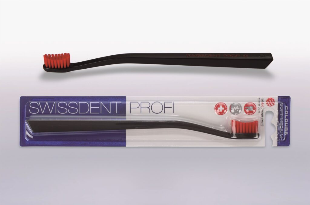 SWISSDENT Colours brosse dents noir/rouge soft-med