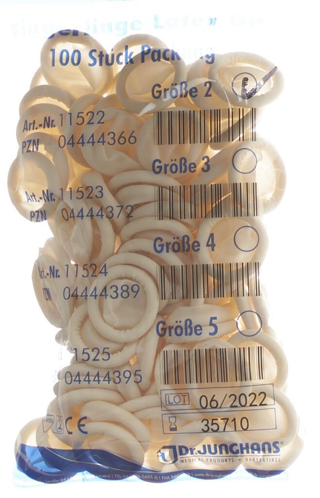 DR. JUNGHANS doigtiers latex Gr2 non poudr 100 pce