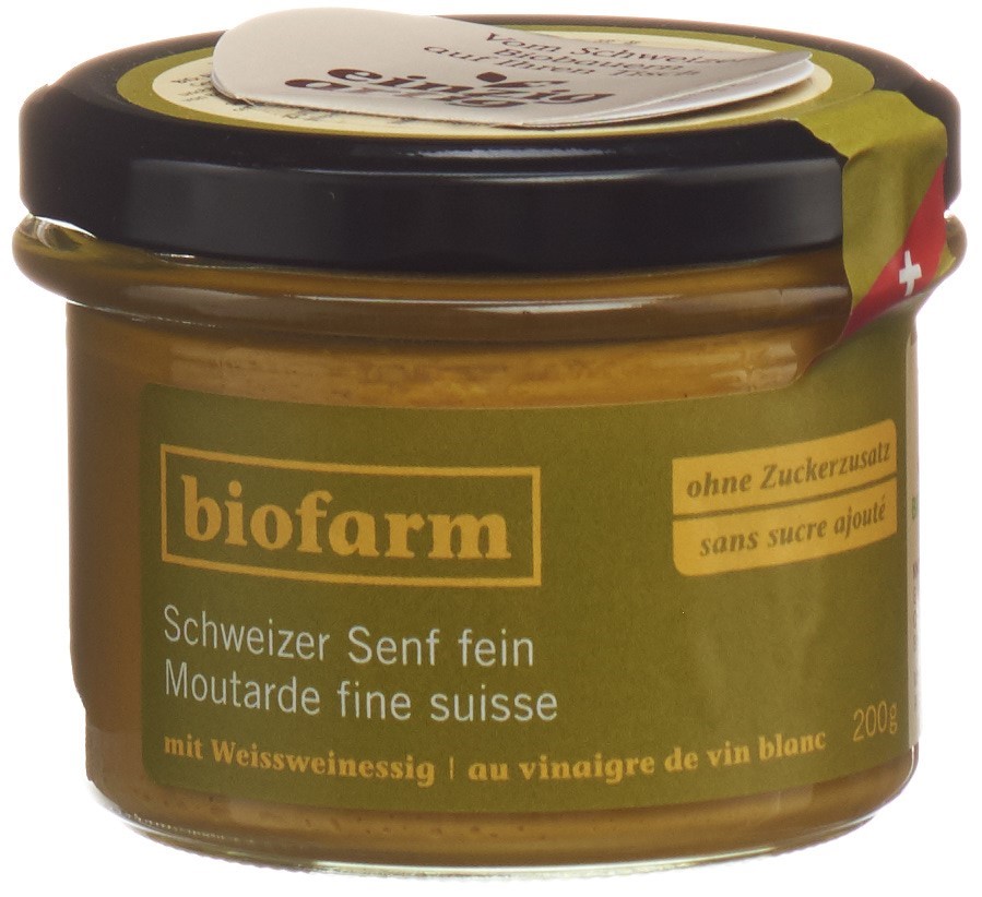BIOFARM moutarde fin bourgeon CH verre 200 g