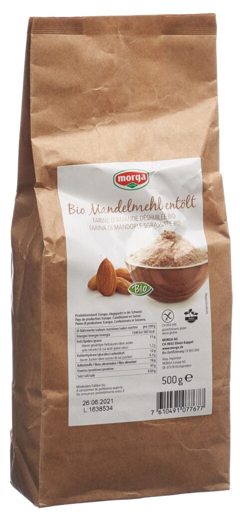 MORGA farine amande dégraiss sans gluten bio 500 g