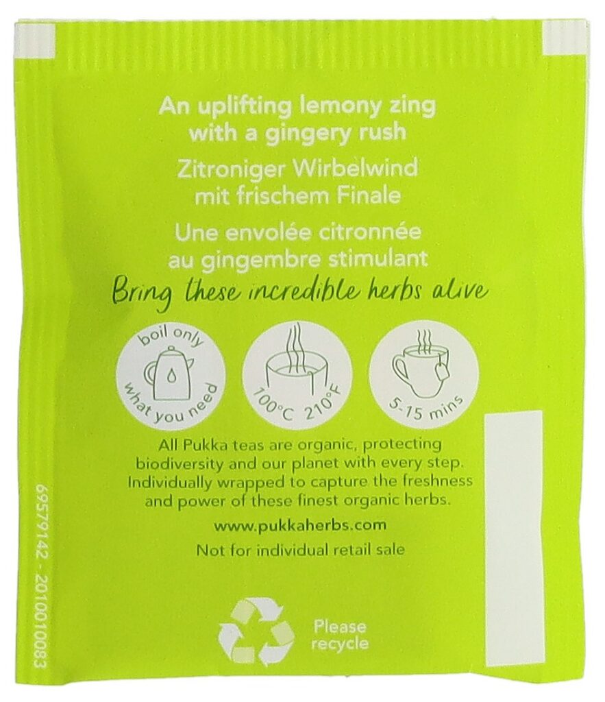 PUKKA Zitronengras&Ingwer thé Bio sach 20 pce