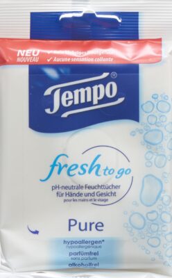 TEMPO lingettes humide pour mains Pure 10 pce