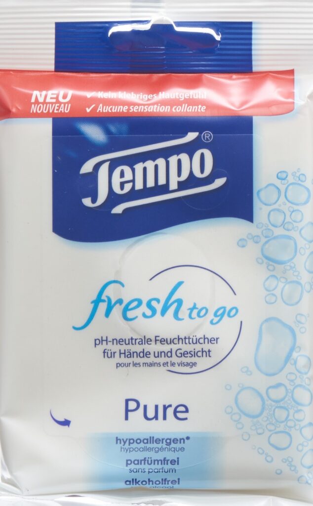 TEMPO lingettes humide pour mains Pure 10 pce