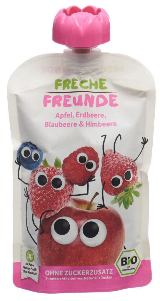 FRECHE FREUNDE compote pom fraise myrt&framb 100 g