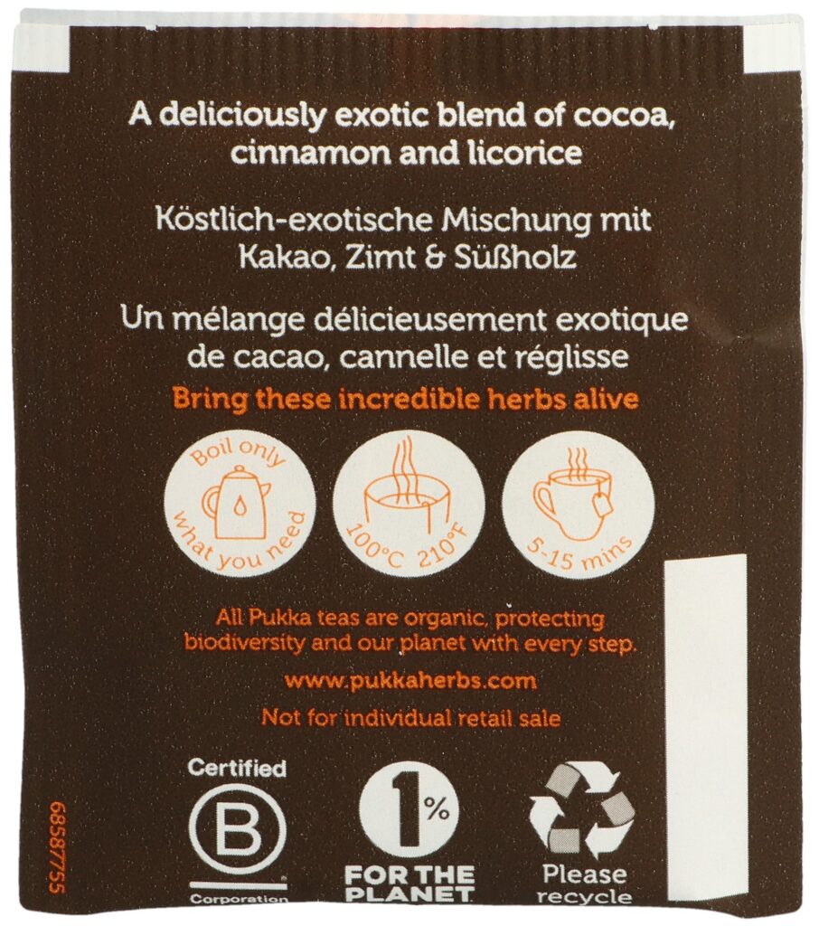 PUKKA Cacao Chai thé bio sach 20 pce