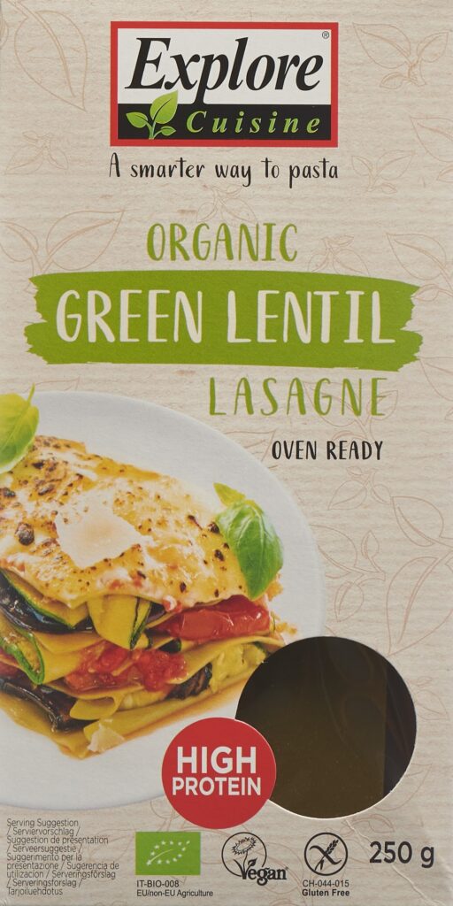 EXPLORE CUISINE lasagne aux lentil vert bio 250 g