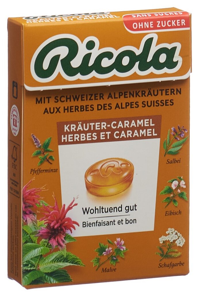 RICOLA bonbons herbes caramel ss as box 50 g