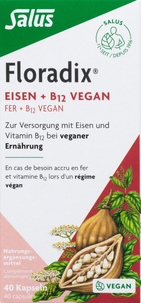 FLORADIX VEGAN Fer + vitamine B12 caps 40 pce