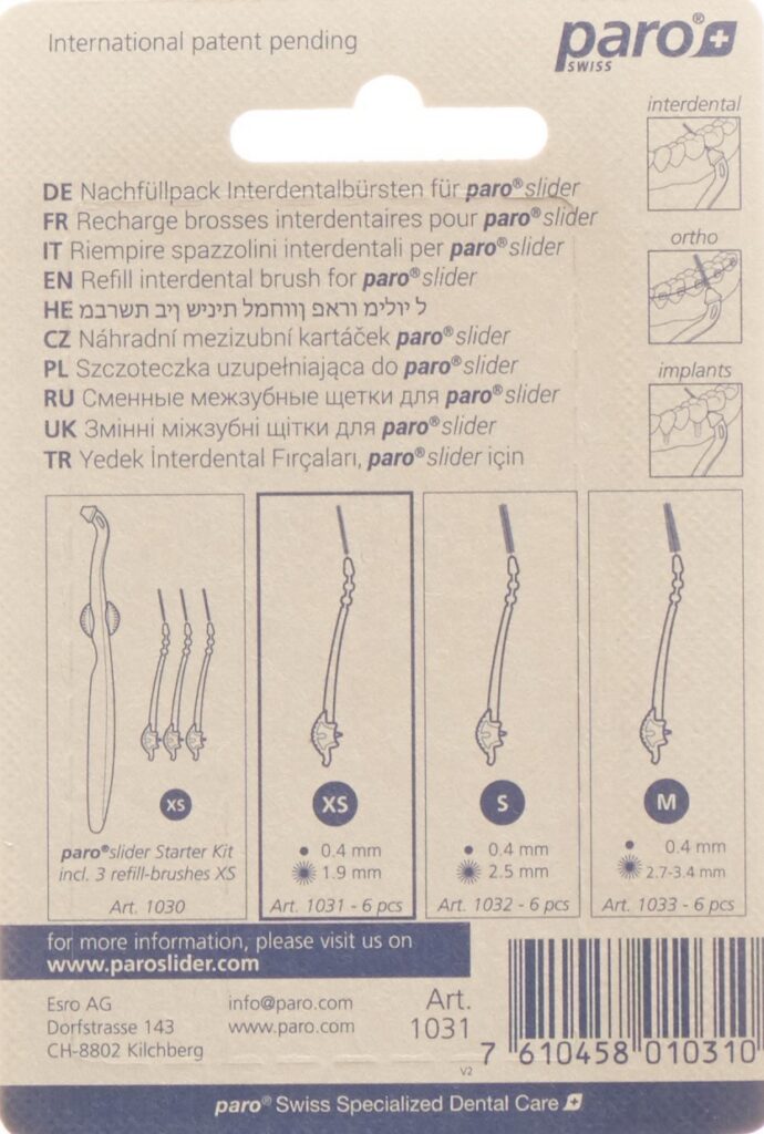 PARO slider refill-brushes XS 6 pce
