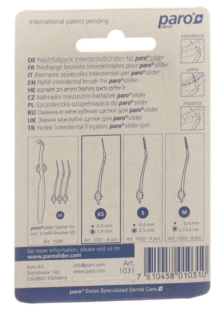 PARO slider refill-brushes XS 6 pce