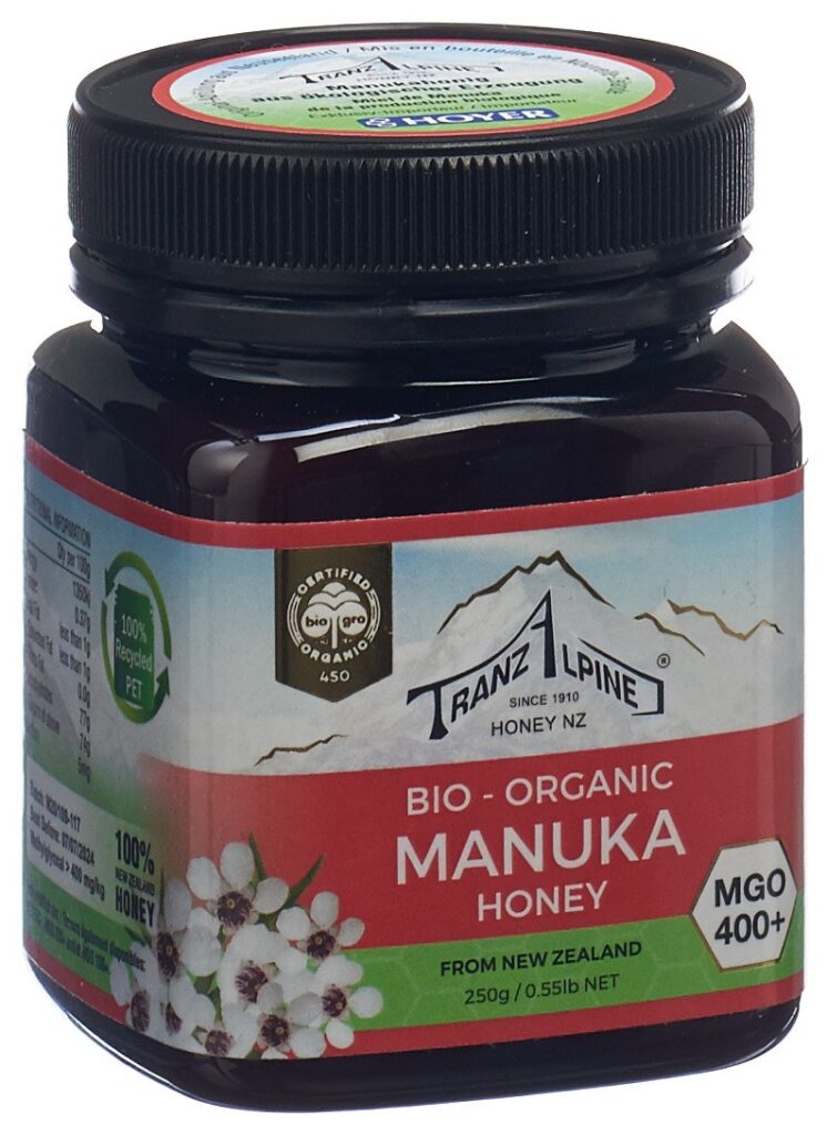 TRANZALPINE Miel de Manuka MGO 400+ bio pot 250 g