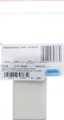 SAHAG pilulier journalier 6.5x3.5cm blanc 3 cases