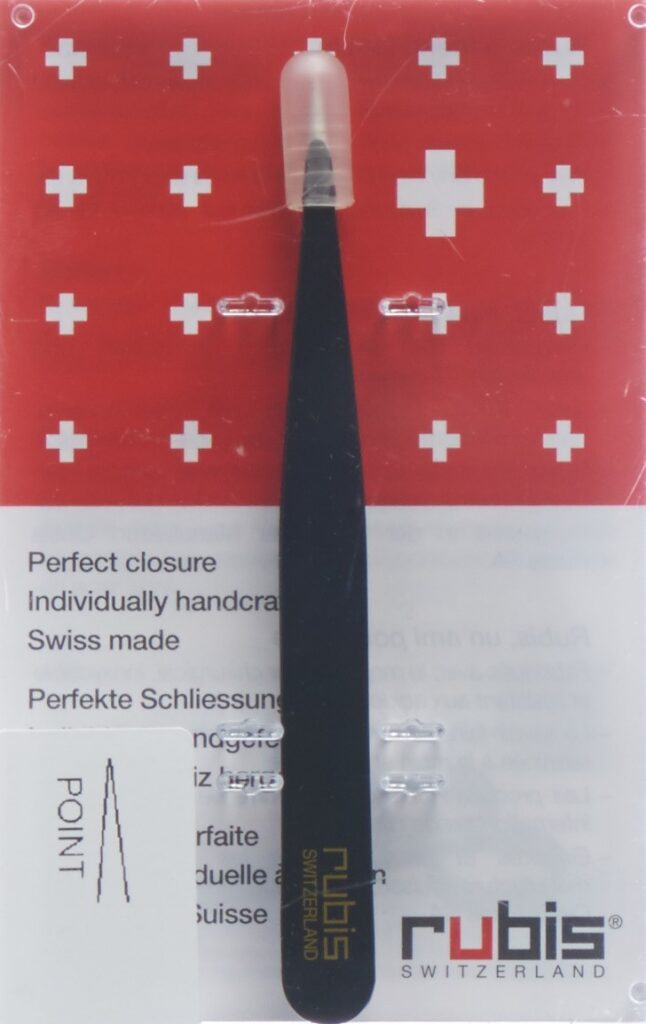 RUBIS pincette pointue noire inox