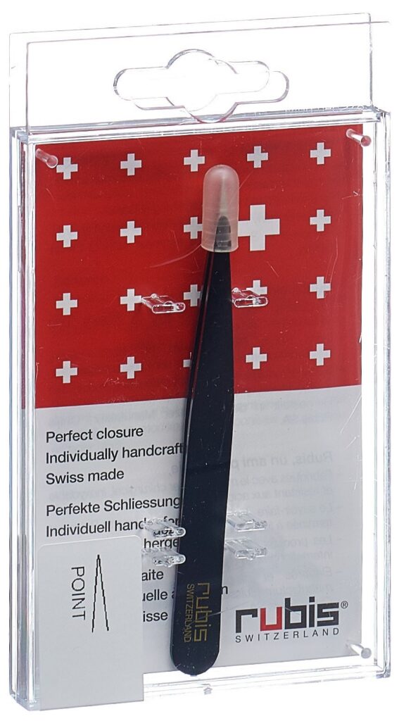 RUBIS pincette pointue noire inox