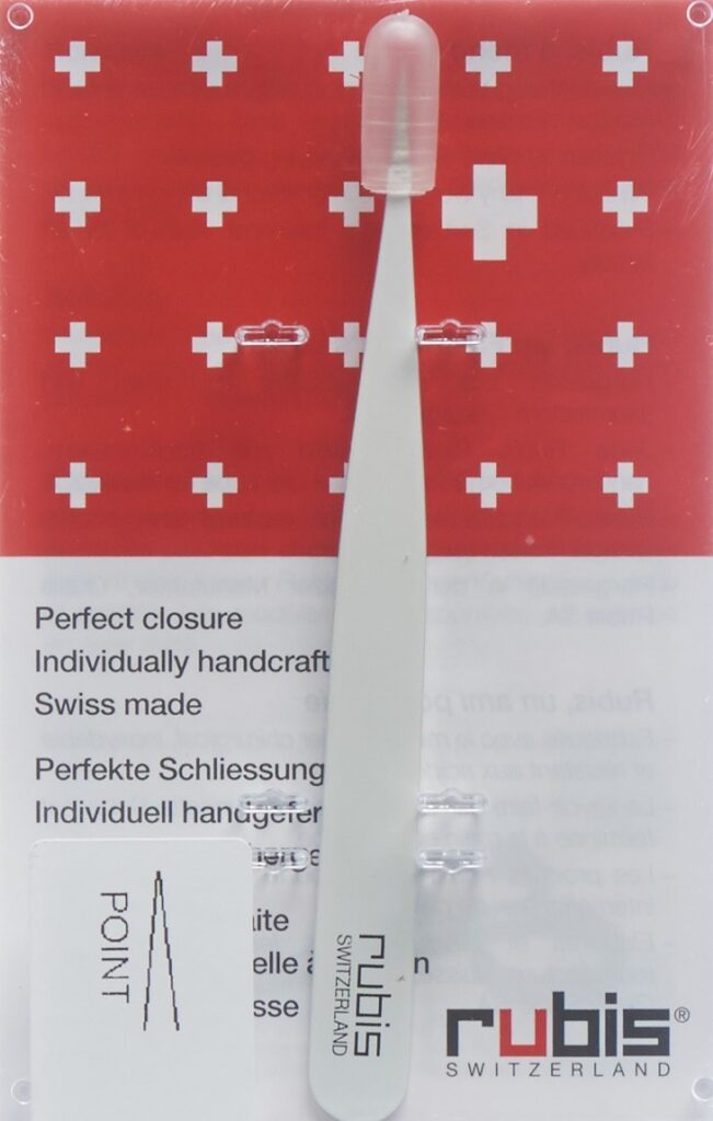 RUBIS pincette pointue blanche inox