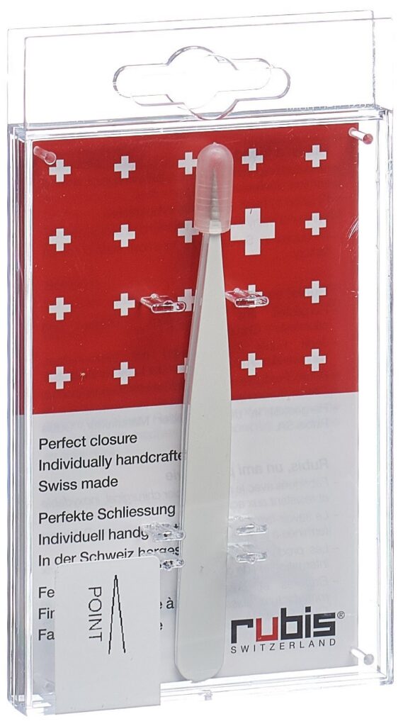 RUBIS pincette pointue blanche inox