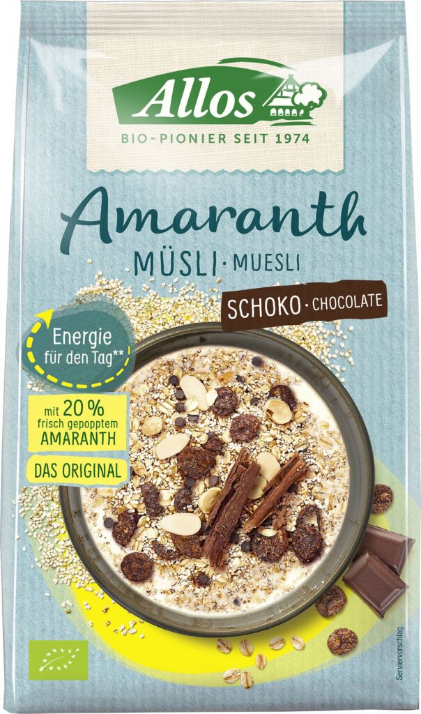 ALLOS muesli à l'amarante et au chocolat 375 g