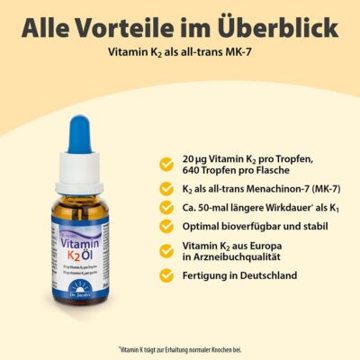 DR. JACOB'S vitamine K2 huile gouttes MK7 20 ml