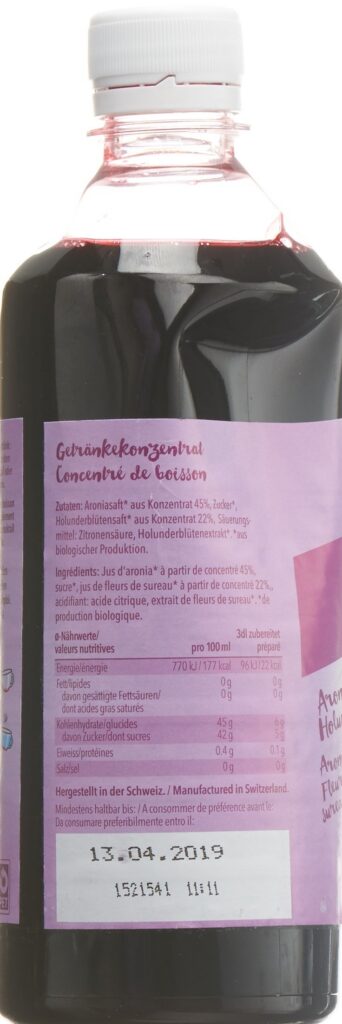 SO&SO Aronia-fleur de sureau conc bio fl 5 dl